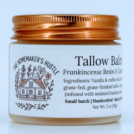 Vanilla & Coffee Bean Infused Tallow Balm with Frankincense Resin & Castor Oil