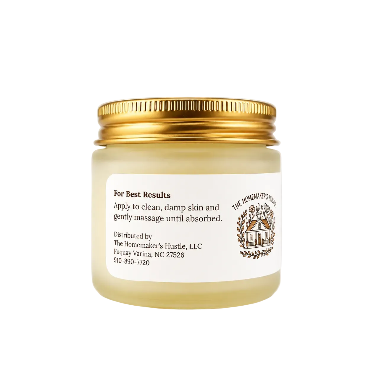 Jar of cream with a gold lid on a white background