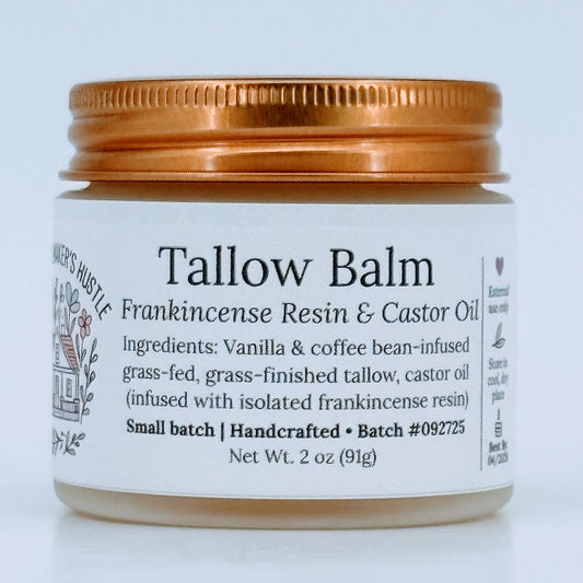 Vanilla & Coffee Bean Infused Tallow Balm with Frankincense Resin & Castor Oil